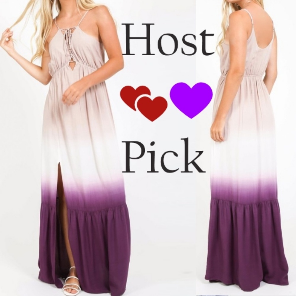 Purple Gradient Ombré Maxi Tiered Boho Dress - Picture 2 of 6